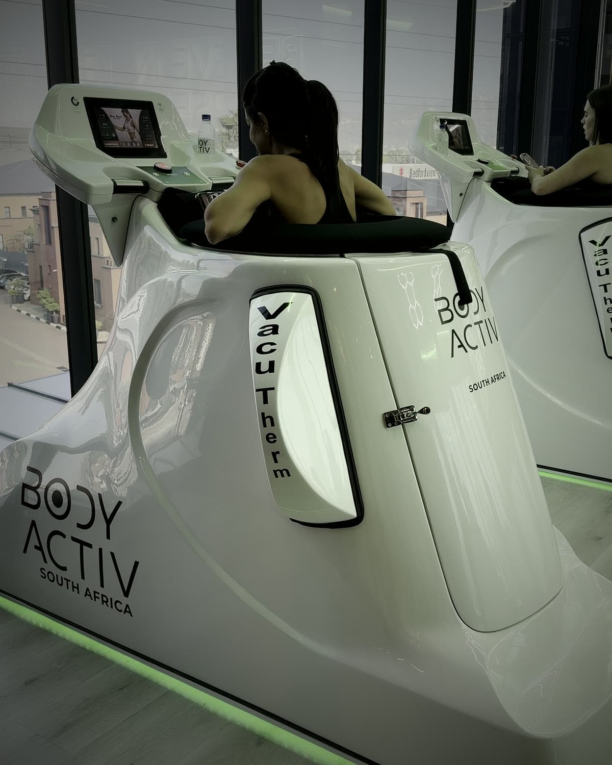 The capsule bay against the studio window wall